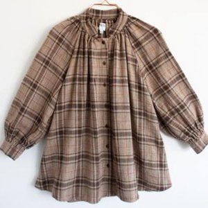 Esby Liza Top in Brown Vintage Plaid
